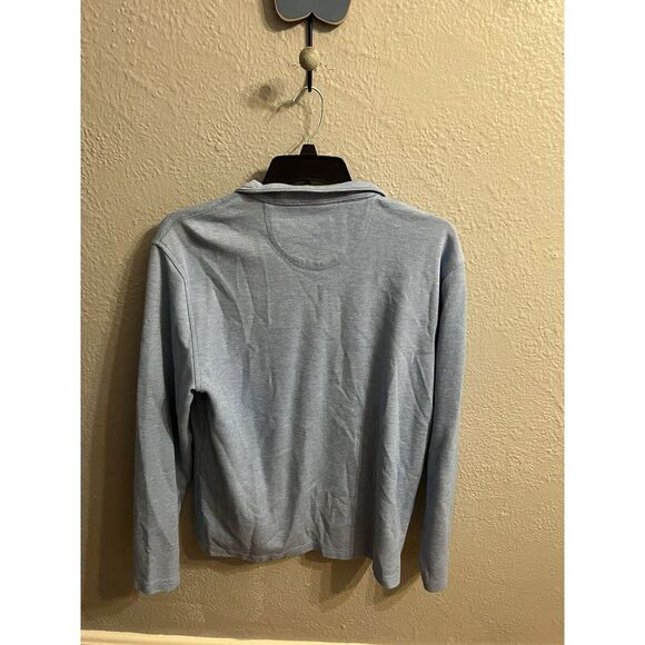 Men's Izod  Large Cotton‎ 1/4 Zip Pull Over Shirt Blue - Picture 5 of 6